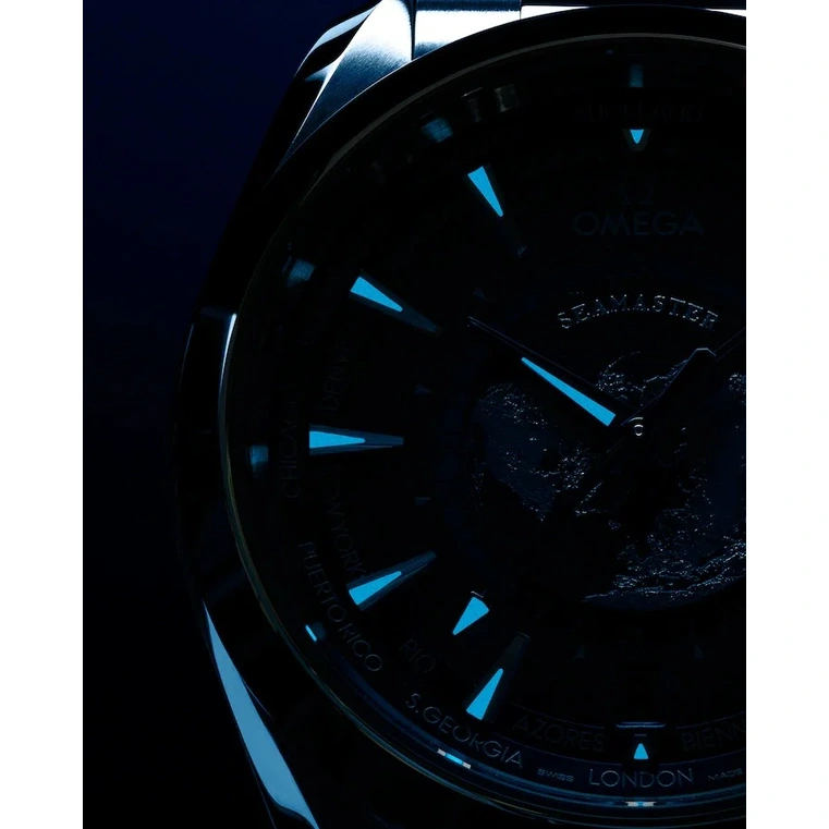 Omega Watch For Men - Seamaster Aqua Terra 150M Worldtimer, Steel on Steel, Summer Blue - Ref. 220.10.43.22.03.002