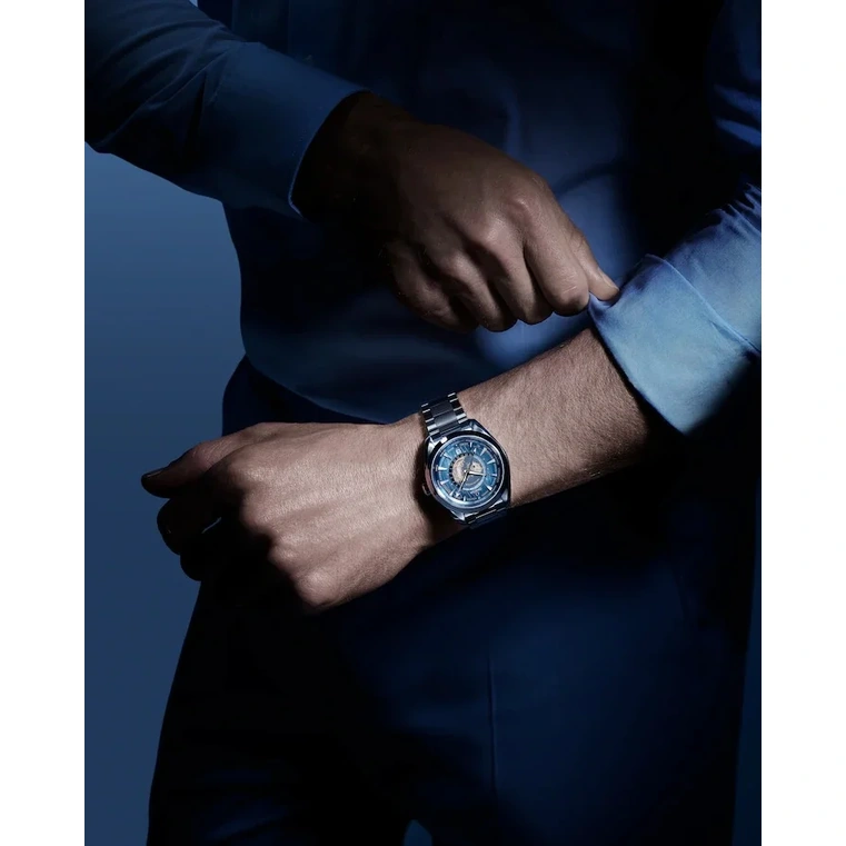 Omega Watch For Men - Seamaster Aqua Terra 150M Worldtimer, Steel on Steel, Summer Blue - Ref. 220.10.43.22.03.002