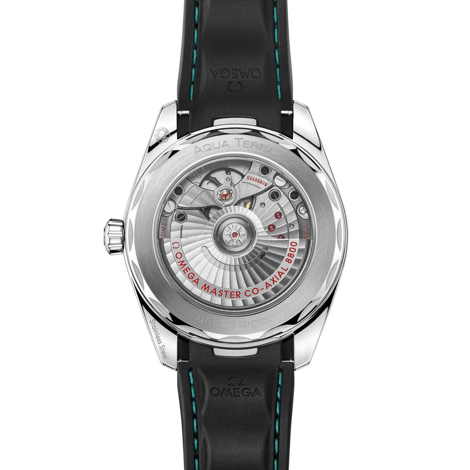 Omega Watch For Men - Seamaster Aqua Terra 150M, Steel on black Rubber Strap, Turquoise Gradient Dial