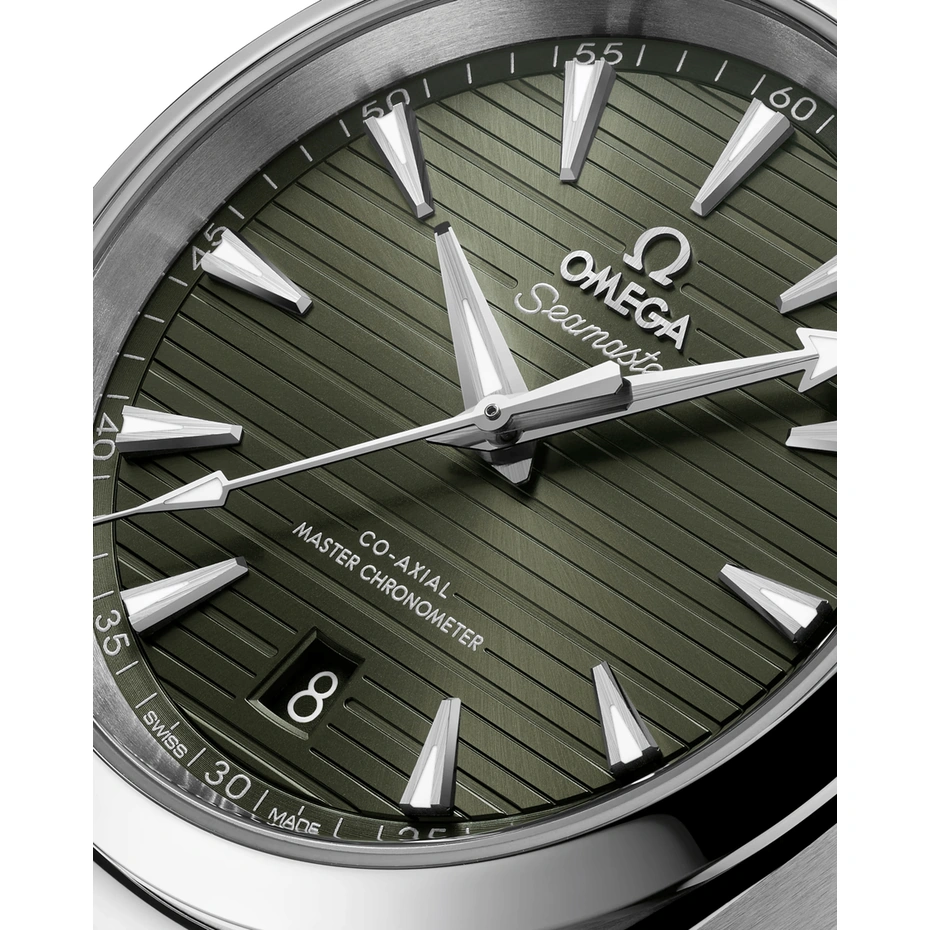 Omega Watch For Men - Seamaster Aqua Terra 150M, Steel on Olive Green Rubber Strap, Olive Green Dial