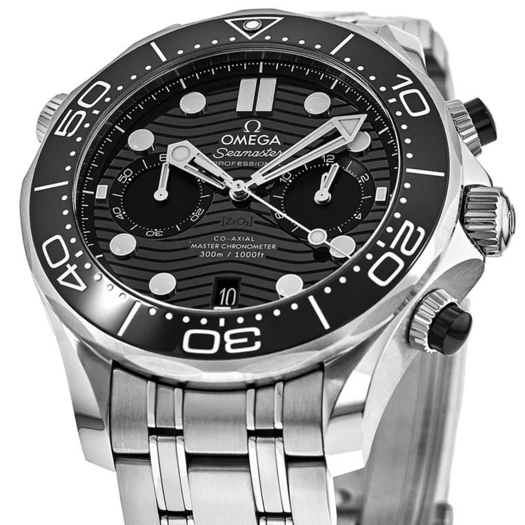 Omega Watch For Men - Seamaster Diver 300M Chronograph, 44 mm, Black Dial - Ref. 210.30.44.51.01.001
