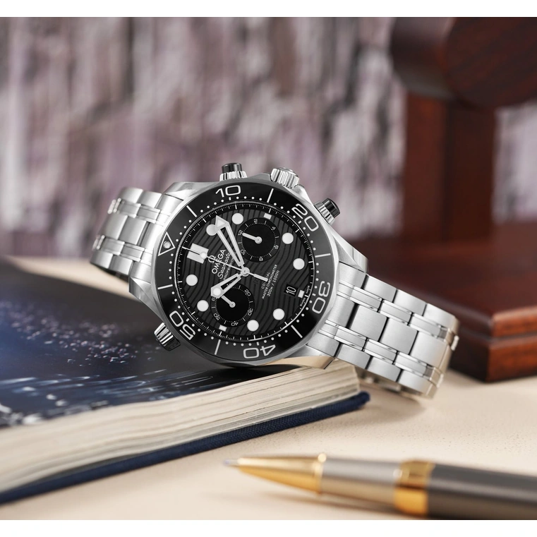 Omega Watch For Men - Seamaster Diver 300M Chronograph, 44 mm, Black Dial - Ref. 210.30.44.51.01.001