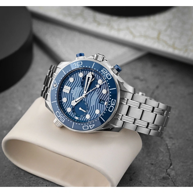 Omega Watch For Men - Seamaster Diver 300M Chronograph, 44 mm, Blue Dial - Ref. 210.30.44.51.03.001