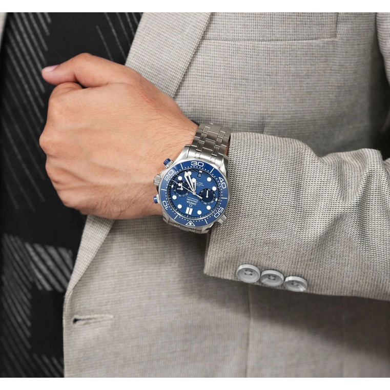 Omega Watch For Men - Seamaster Diver 300M Chronograph, 44 mm, Blue Dial - Ref. 210.30.44.51.03.001