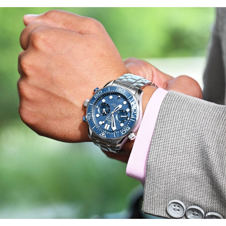 Omega Watch For Men - Seamaster Diver 300M Chronograph, 44 mm, Blue Dial - Ref. 210.30.44.51.03.001