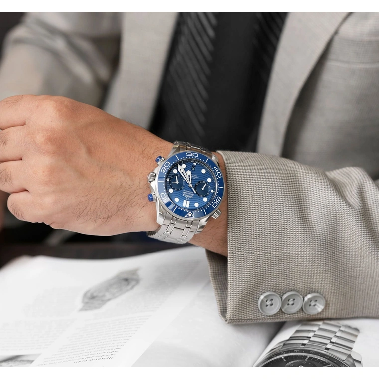 Omega Watch For Men - Seamaster Diver 300M Chronograph, 44 mm, Blue Dial - Ref. 210.30.44.51.03.001