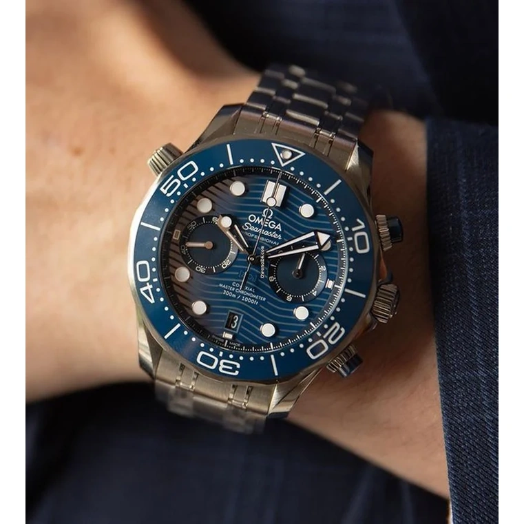 Omega Watch For Men - Seamaster Diver 300M Chronograph, 44 mm, Blue Dial - Ref. 210.30.44.51.03.001