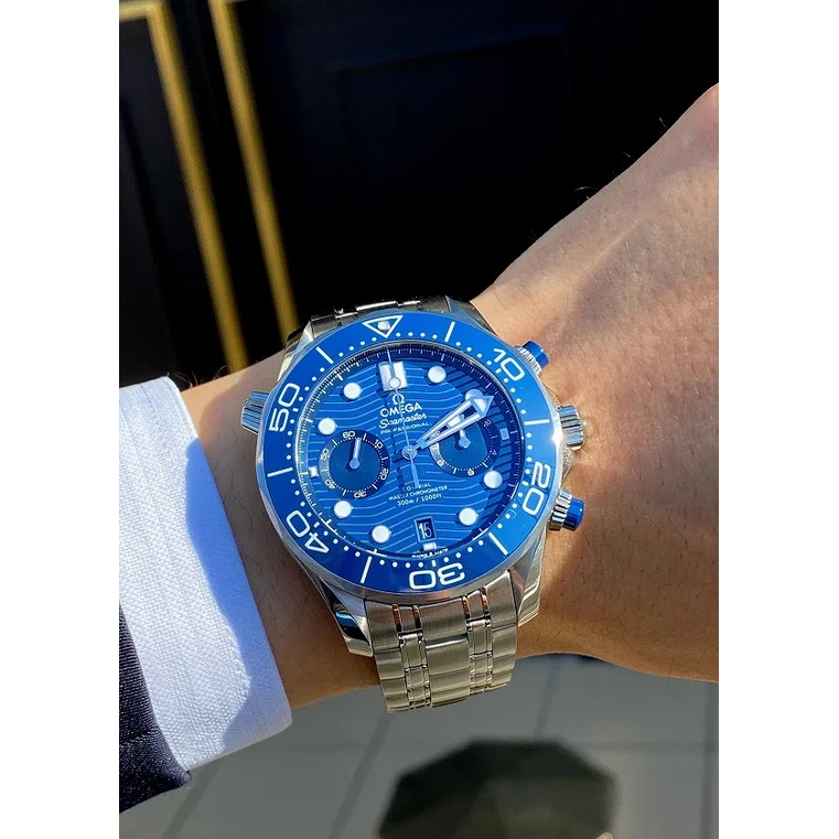 Omega Watch For Men - Seamaster Diver 300M Chronograph, 44 mm, Blue Dial - Ref. 210.30.44.51.03.001