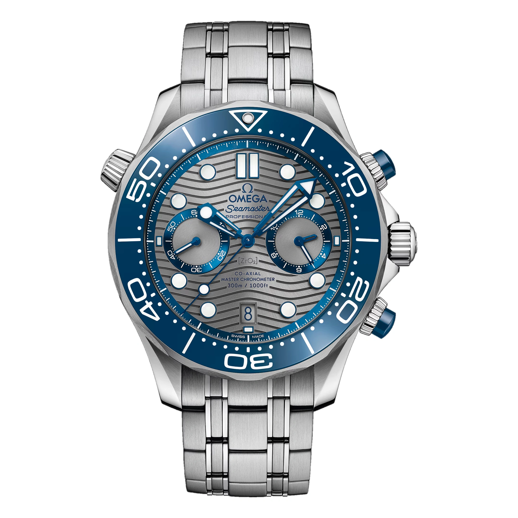 Omega Watch For Men - Seamaster Diver 300M Chronograph, 44 mm, Grey Dial - Ref. 210.30.44.51.06.001