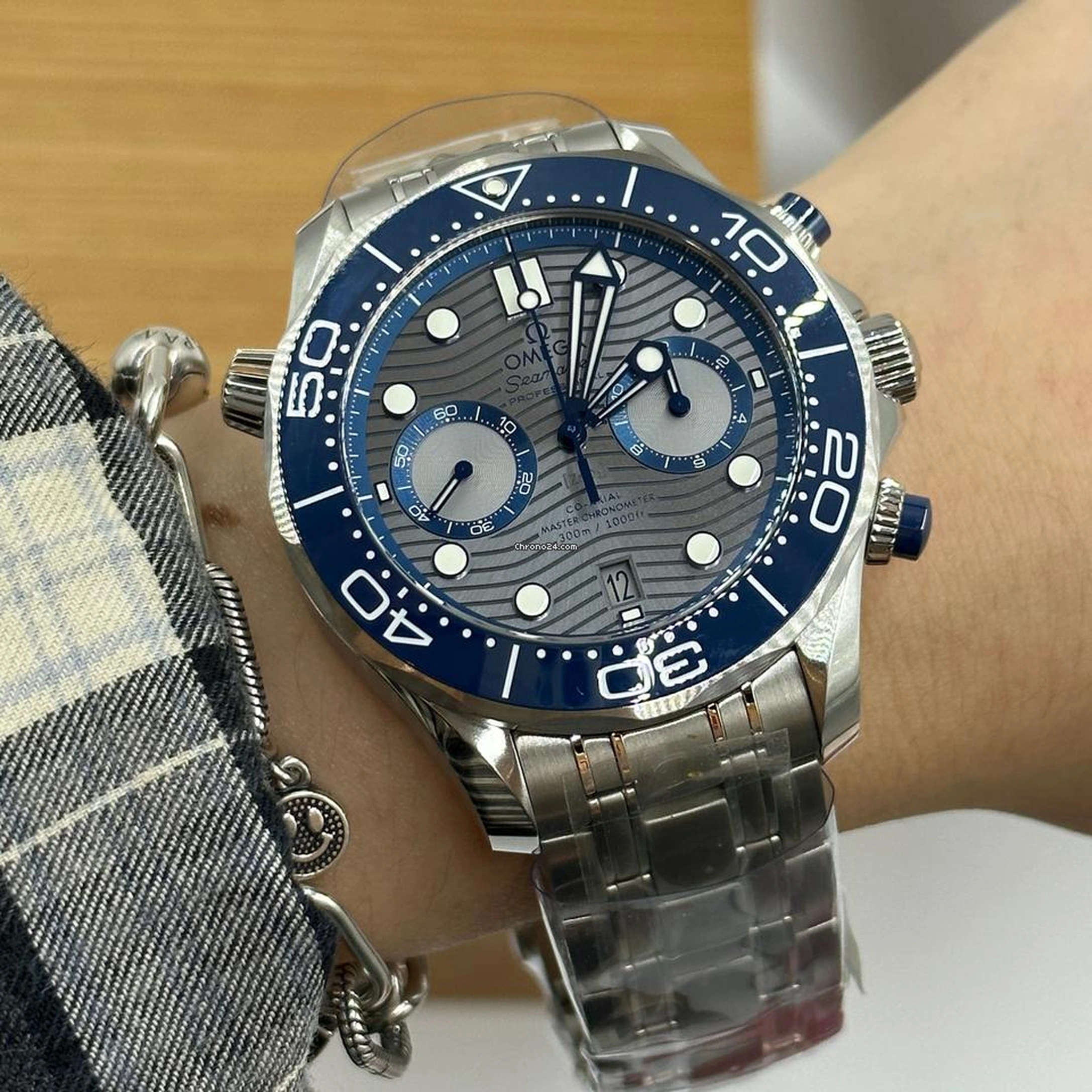 Omega Watch For Men - Seamaster Diver 300M Chronograph, 44 mm, Grey Dial - Ref. 210.30.44.51.06.001
