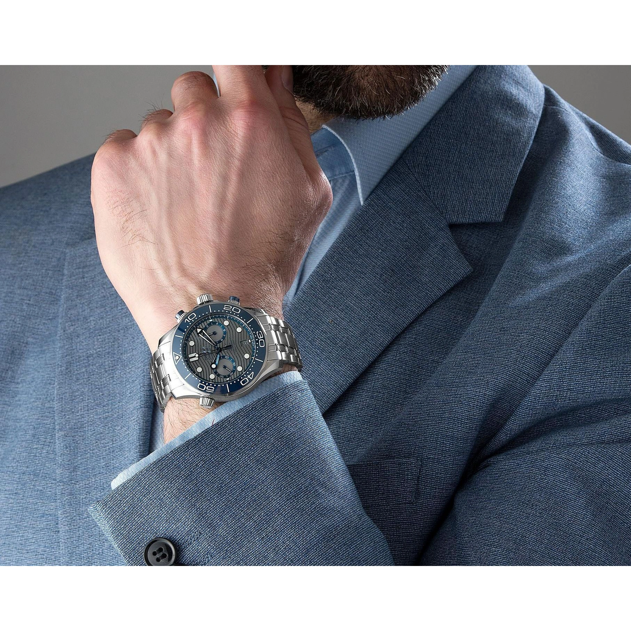 Omega Watch For Men - Seamaster Diver 300M Chronograph, 44 mm, Grey Dial - Ref. 210.30.44.51.06.001