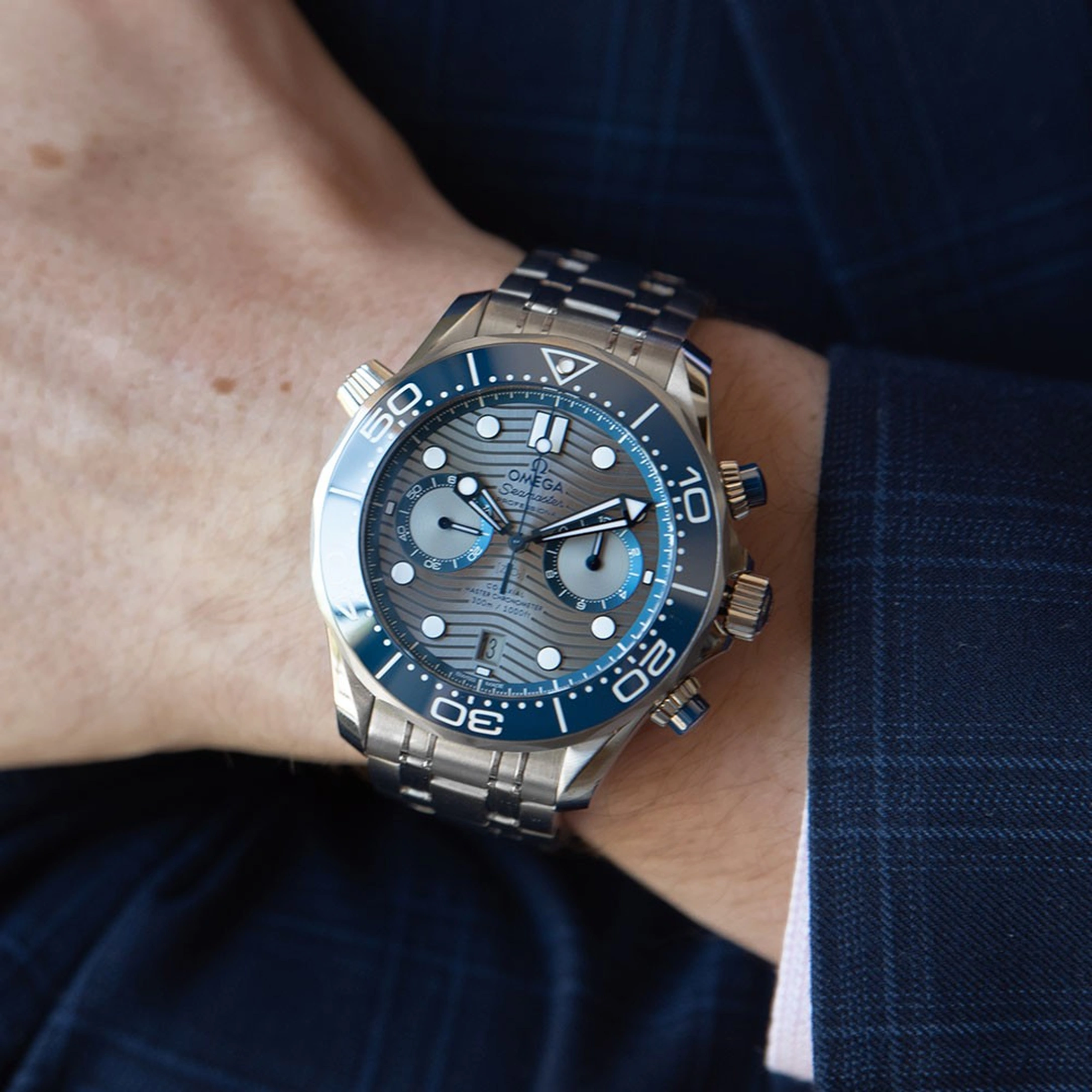 Omega Watch For Men - Seamaster Diver 300M Chronograph, 44 mm, Grey Dial - Ref. 210.30.44.51.06.001