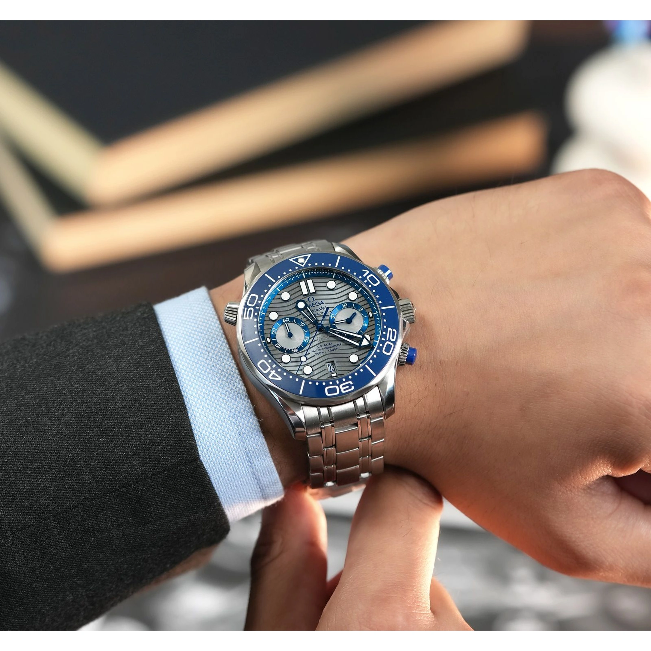 Omega Watch For Men - Seamaster Diver 300M Chronograph, 44 mm, Grey Dial - Ref. 210.30.44.51.06.001