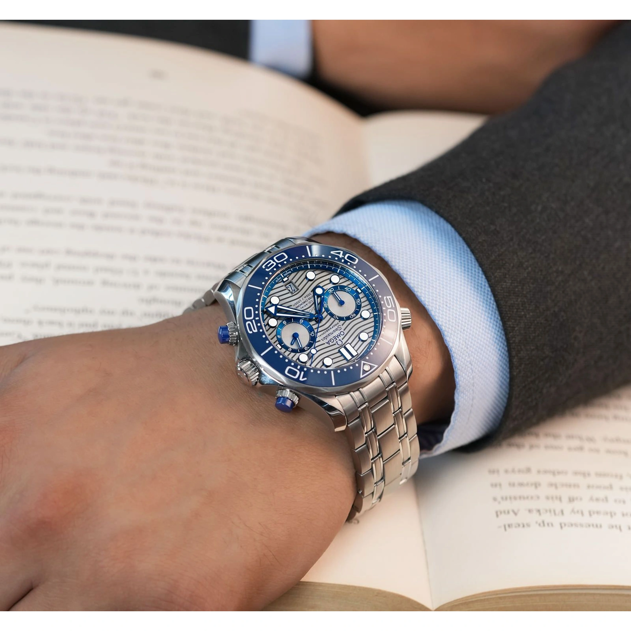Omega Watch For Men - Seamaster Diver 300M Chronograph, 44 mm, Grey Dial - Ref. 210.30.44.51.06.001