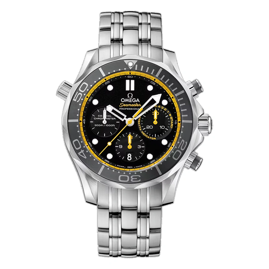 Omega Watch For Men - Seamaster Diver 300M Chronograph, 44 mm, Steel, Black Dial - Ref. 212.30.44.50.01.002
