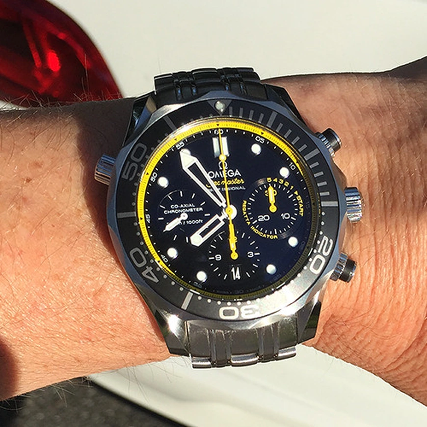 Omega Watch For Men - Seamaster Diver 300M Chronograph, 44 mm, Steel, Black Dial - Ref. 212.30.44.50.01.002