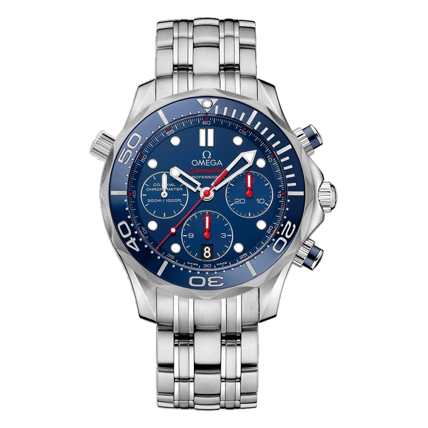 Omega Watch For Men - Seamaster Diver 300M Chronograph, 44 mm, Steel, Blue Dial - Ref. 212.30.44.50.03.001