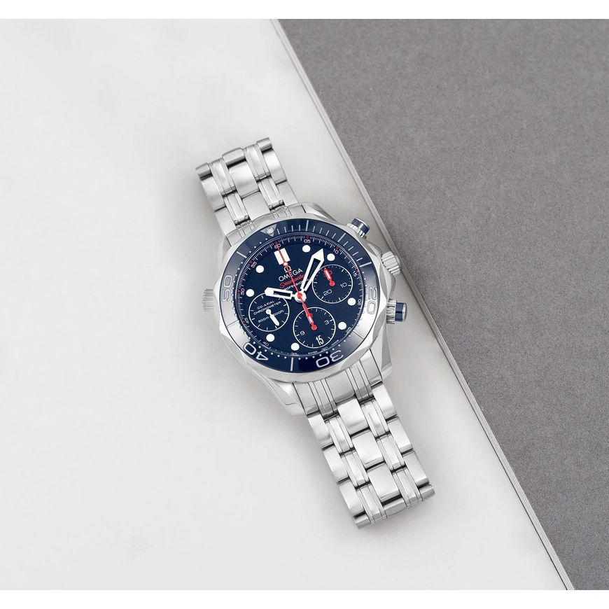 Omega Watch For Men - Seamaster Diver 300M Chronograph, 44 mm, Steel, Blue Dial - Ref. 212.30.44.50.03.001
