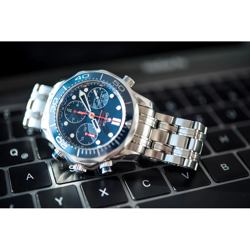 Omega Watch For Men - Seamaster Diver 300M Chronograph, 44 mm, Steel, Blue Dial - Ref. 212.30.44.50.03.001