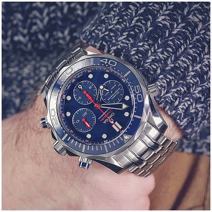 Omega Watch For Men - Seamaster Diver 300M Chronograph, 44 mm, Steel, Blue Dial - Ref. 212.30.44.50.03.001