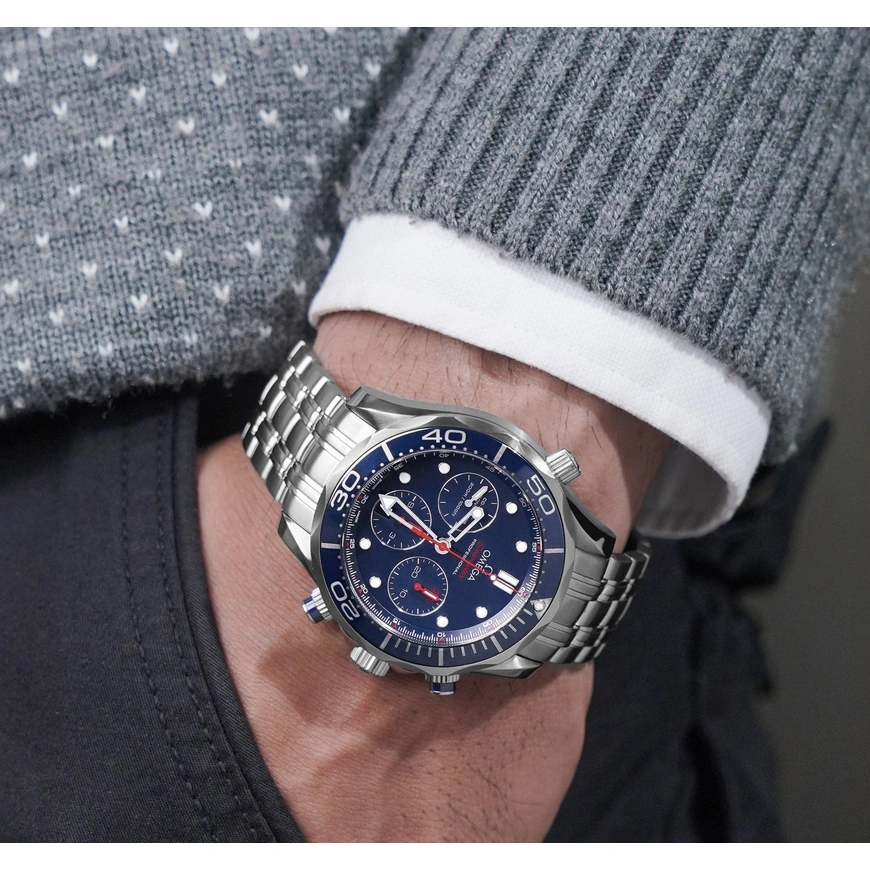 Omega Watch For Men - Seamaster Diver 300M Chronograph, 44 mm, Steel, Blue Dial - Ref. 212.30.44.50.03.001