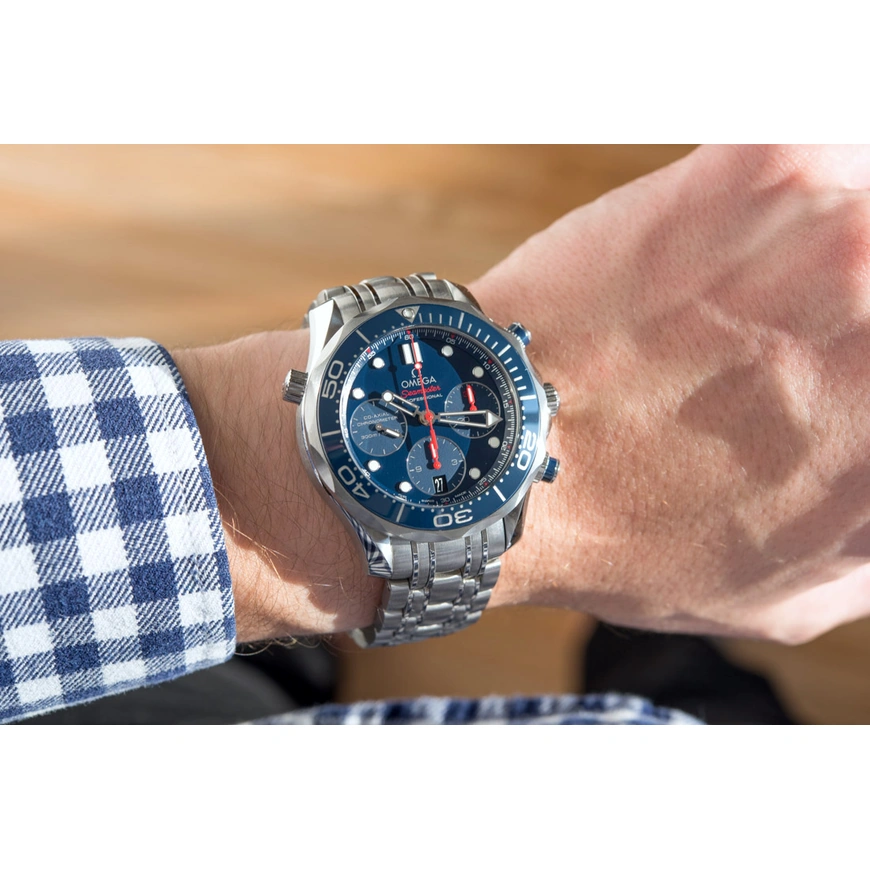 Omega Watch For Men - Seamaster Diver 300M Chronograph, 44 mm, Steel, Blue Dial - Ref. 212.30.44.50.03.001