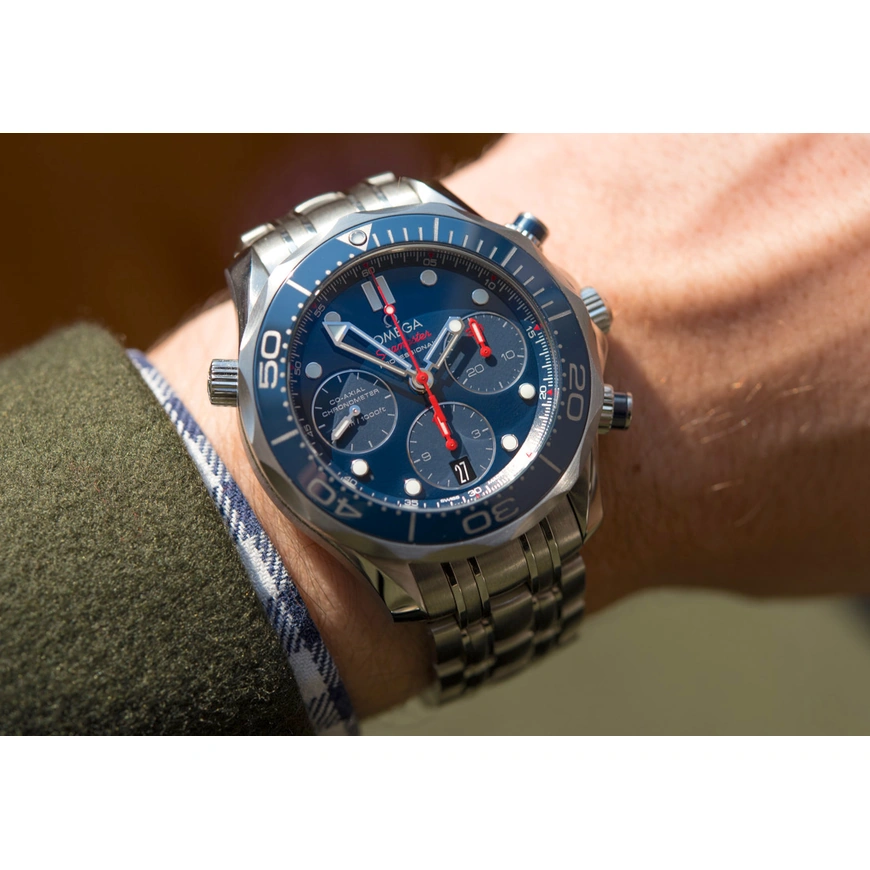 Omega Watch For Men - Seamaster Diver 300M Chronograph, 44 mm, Steel, Blue Dial - Ref. 212.30.44.50.03.001