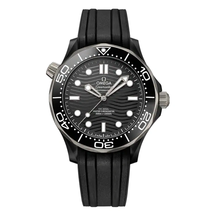 Omega Watch For Men - Seamaster Diver 300M, Black Ceramic Titanium, 44 mm, Black Dial - Ref. 210.92.44.20.01.001