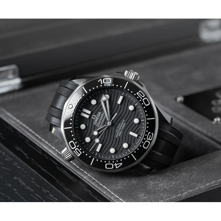 Omega Watch For Men - Seamaster Diver 300M, Black Ceramic Titanium, 44 mm, Black Dial - Ref. 210.92.44.20.01.001