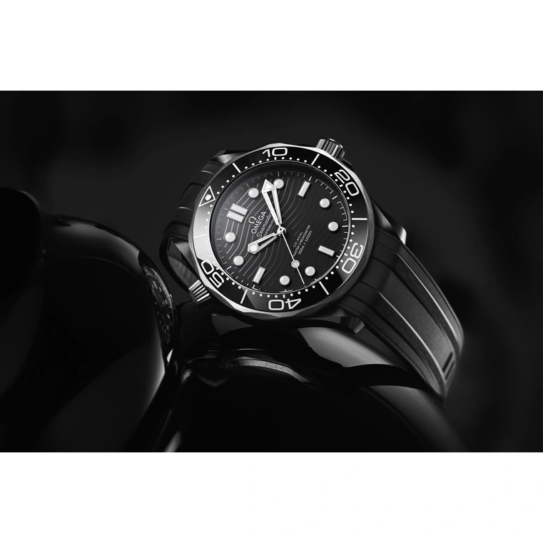 Omega Watch For Men - Seamaster Diver 300M, Black Ceramic Titanium, 44 mm, Black Dial - Ref. 210.92.44.20.01.001
