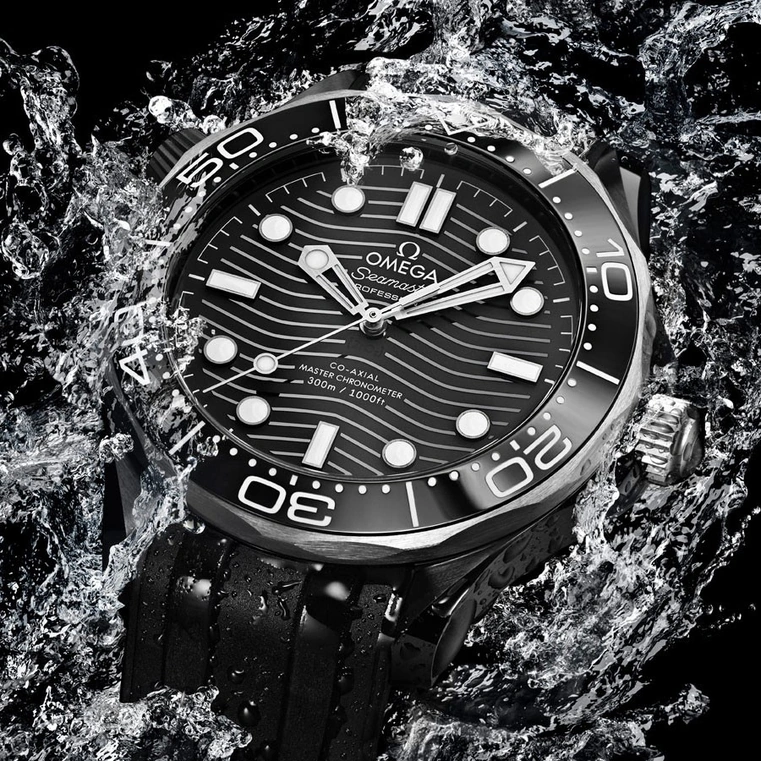 Omega Watch For Men - Seamaster Diver 300M, Black Ceramic Titanium, 44 mm, Black Dial - Ref. 210.92.44.20.01.001