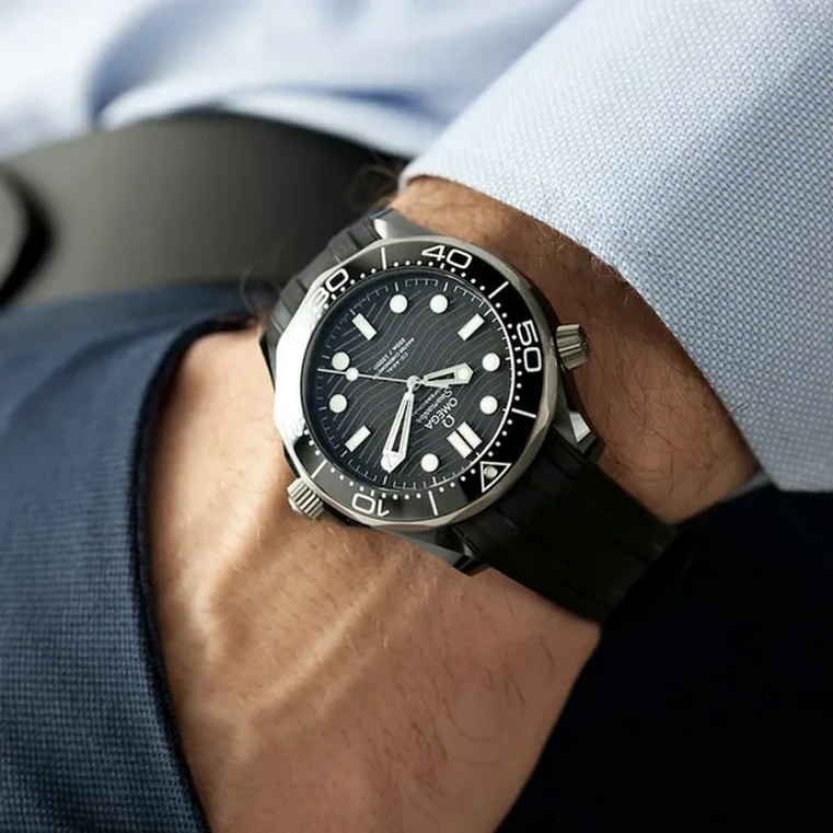 Omega Watch For Men - Seamaster Diver 300M, Black Ceramic Titanium, 44 mm, Black Dial - Ref. 210.92.44.20.01.001
