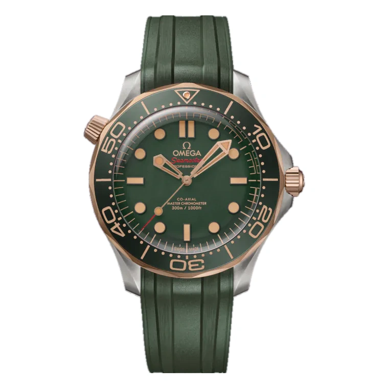 Omega Watch For Men - Seamaster Diver 300M, Black Ceramic Titanium, Green Dial - Ref. 210.92.42.20.10.001