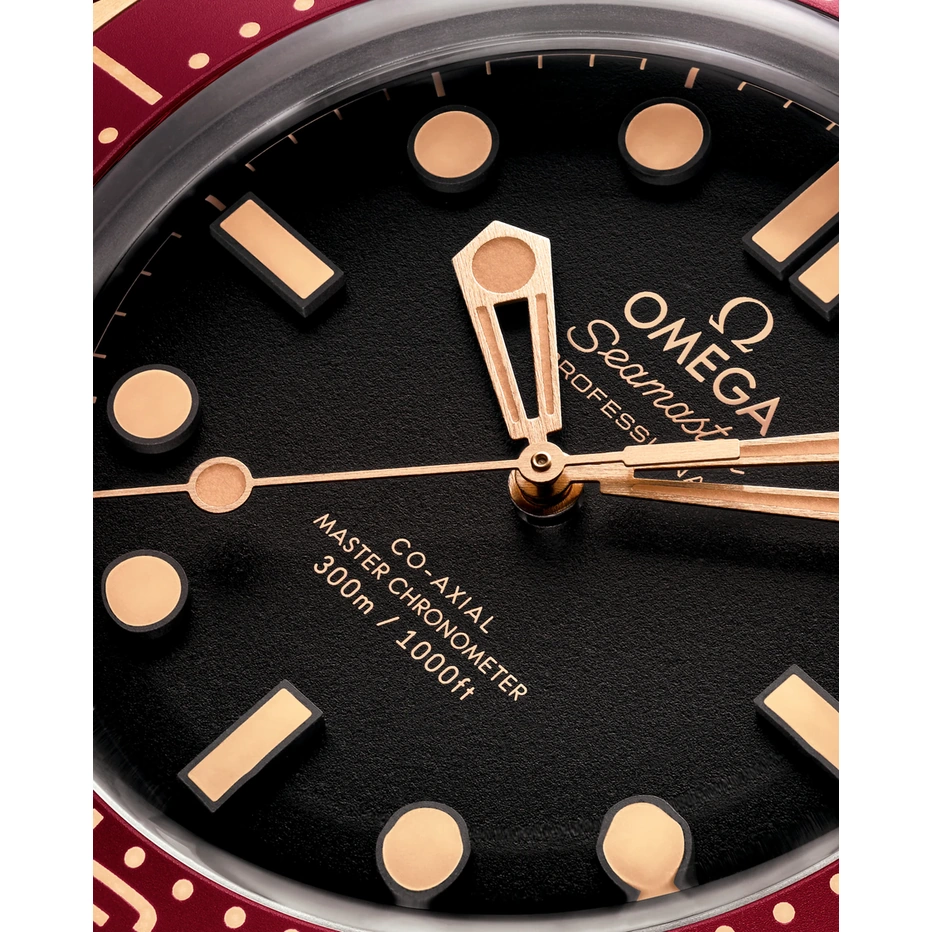 Omega Watch For Men - Seamaster Diver 300M, Bronze-Gold on Chains No Date, Black Dial