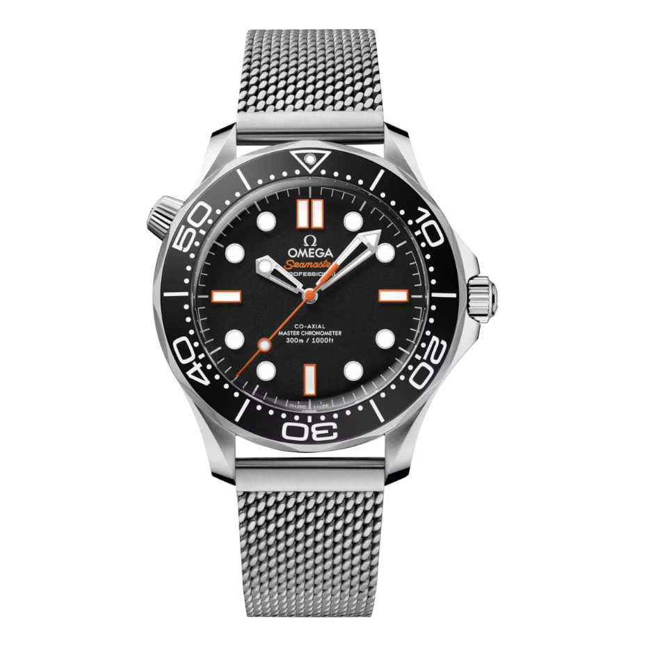 Omega Watch For Men - Seamaster Diver 300M, Ceramic-Titanium on Chains No Date, Black Dial