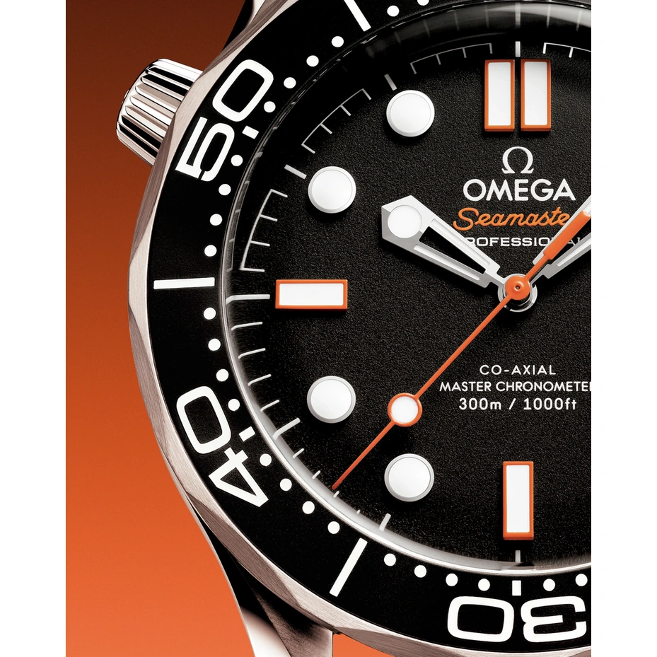 Omega Watch For Men - Seamaster Diver 300M, Ceramic-Titanium on Chains No Date, Black Dial