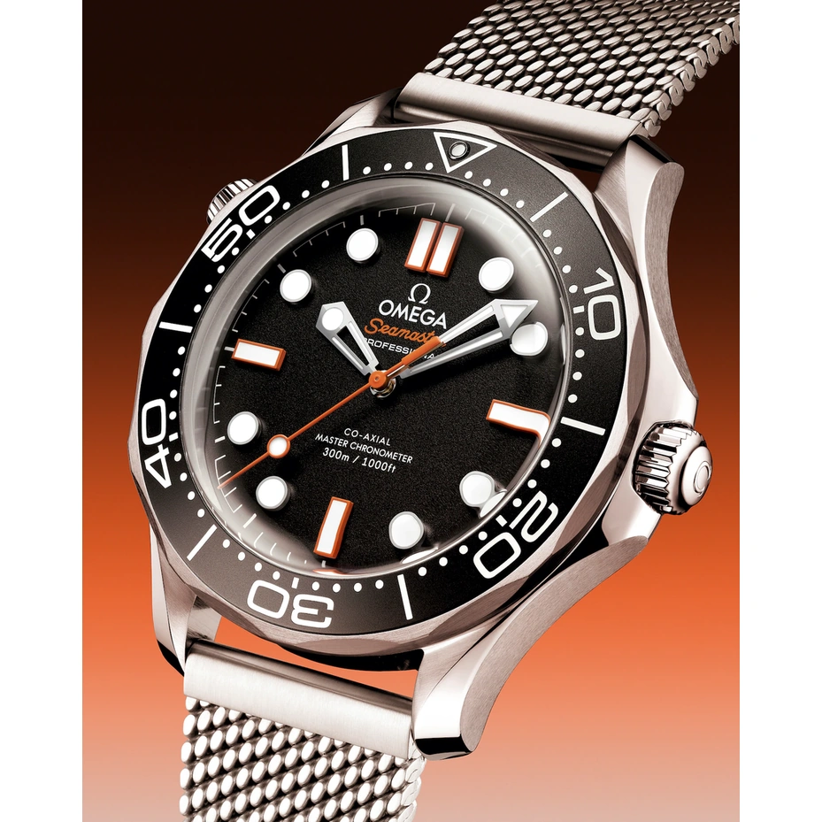 Omega Watch For Men - Seamaster Diver 300M, Ceramic-Titanium on Chains No Date, Black Dial