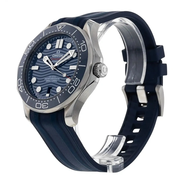 Omega Watch For Men - Seamaster Diver 300M, Steel on Blue Rubber Strap - Ref. 210.32.42.20.03.001
