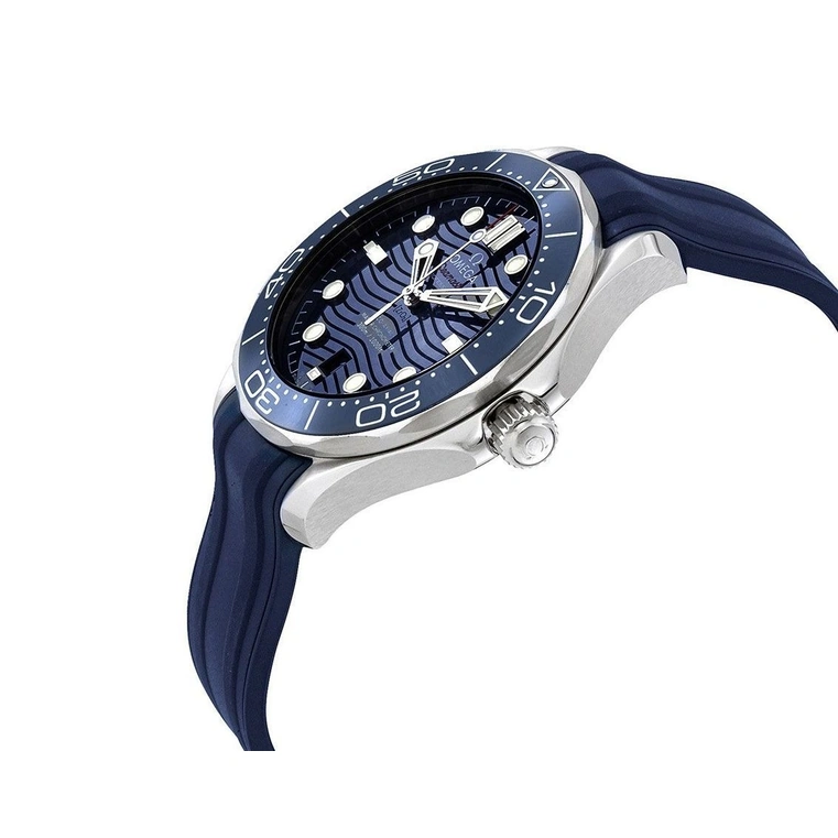 Omega Watch For Men - Seamaster Diver 300M, Steel on Blue Rubber Strap - Ref. 210.32.42.20.03.001