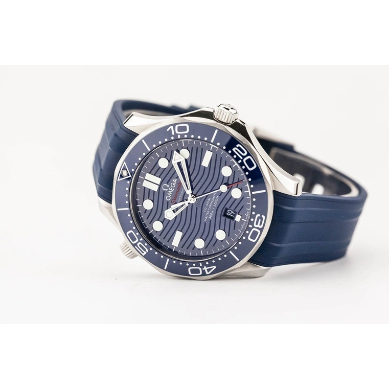 Omega Watch For Men - Seamaster Diver 300M, Steel on Blue Rubber Strap - Ref. 210.32.42.20.03.001