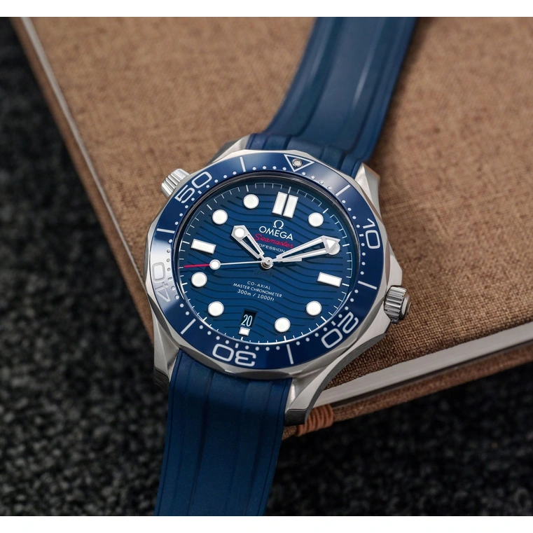Omega Watch For Men - Seamaster Diver 300M, Steel on Blue Rubber Strap - Ref. 210.32.42.20.03.001