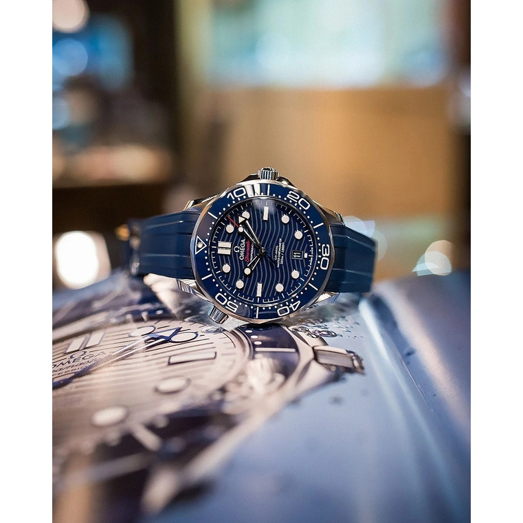 Omega Watch For Men - Seamaster Diver 300M, Steel on Blue Rubber Strap - Ref. 210.32.42.20.03.001