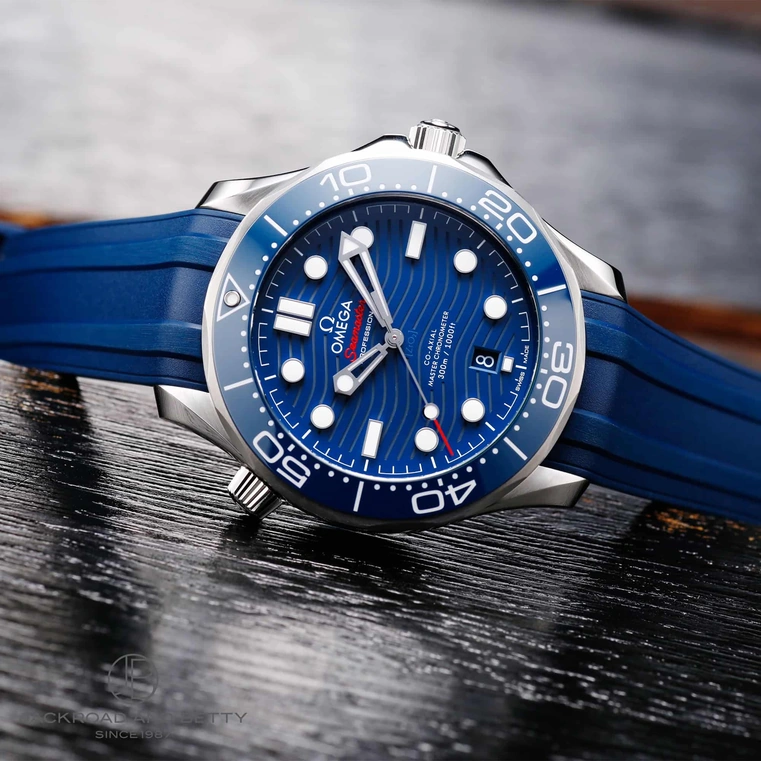 Omega Watch For Men - Seamaster Diver 300M, Steel on Blue Rubber Strap - Ref. 210.32.42.20.03.001
