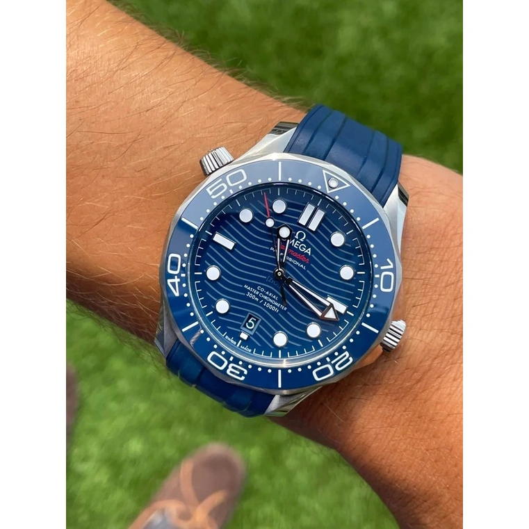 Omega Watch For Men - Seamaster Diver 300M, Steel on Blue Rubber Strap - Ref. 210.32.42.20.03.001