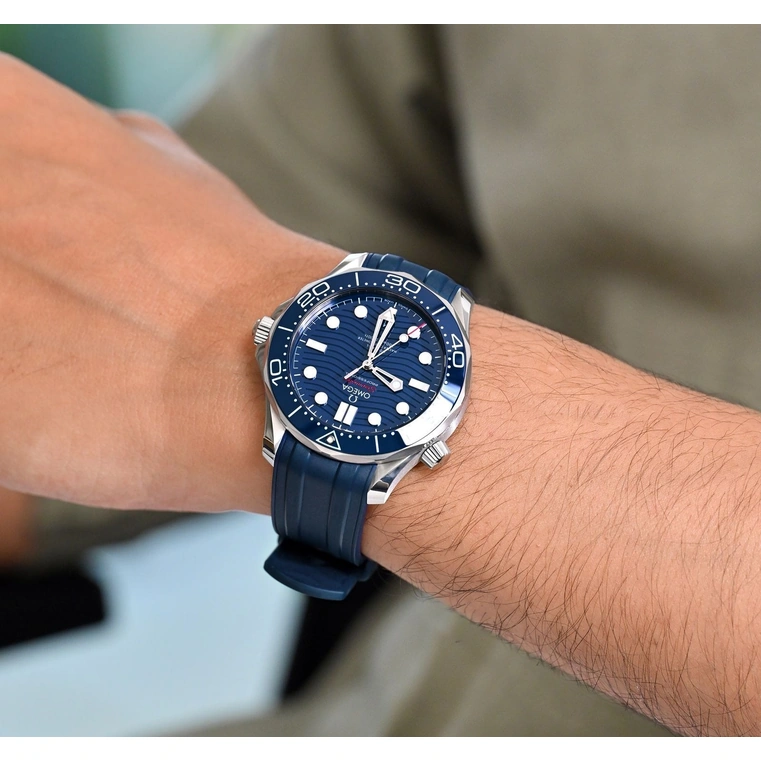 Omega Watch For Men - Seamaster Diver 300M, Steel on Blue Rubber Strap - Ref. 210.32.42.20.03.001