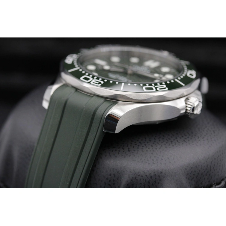 Omega Watch For Men - Seamaster Diver 300M, Steel on Green Rubber Strap - Ref. 210.32.42.20.10.001
