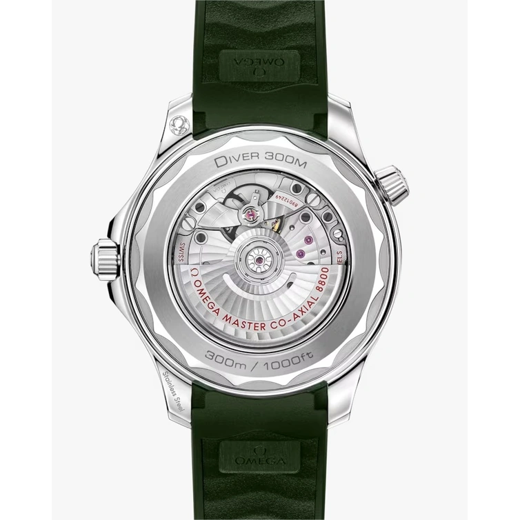 Omega Watch For Men - Seamaster Diver 300M, Steel on Green Rubber Strap - Ref. 210.32.42.20.10.001