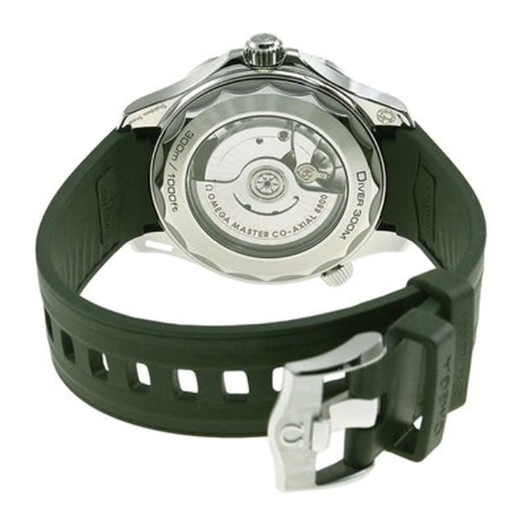Omega Watch For Men - Seamaster Diver 300M, Steel on Green Rubber Strap - Ref. 210.32.42.20.10.001