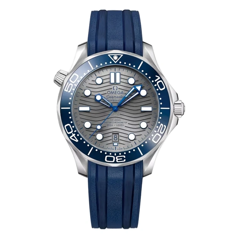 Omega Watch For Men - Seamaster Diver 300M, Steel on Grey Rubber Strap - Ref. 210.32.42.20.06.001