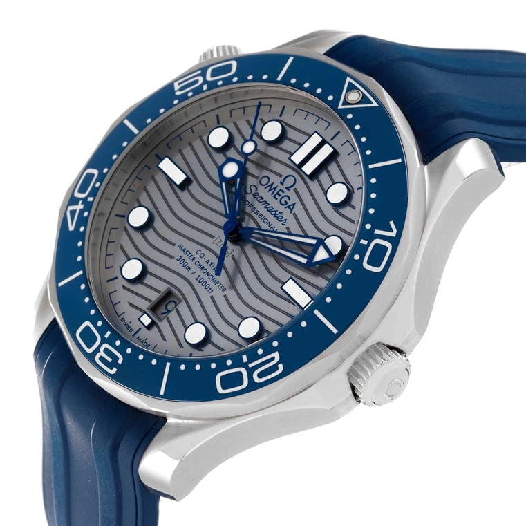 Omega Watch For Men - Seamaster Diver 300M, Steel on Grey Rubber Strap - Ref. 210.32.42.20.06.001